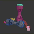 Pair of Wooden Dumbbells As Household Fitness Tools With Small Blocks And Cylindrical Parts