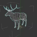 Realistic 3D Deer Model With Large Antlers Brown Body And White Hooves