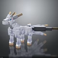Pixel Art 3D Dragon Character With Blocky White Body Blue Eyes And Horns