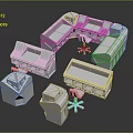 3D Scene Components Model With Multiple Building Structures And Various Roof Designs