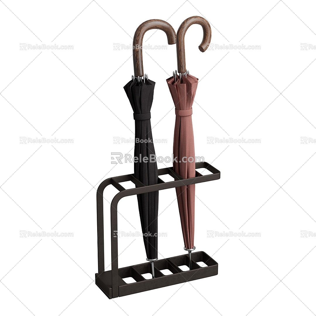 Modern black metal umbrella stand 3d model