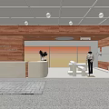 Modern Fashion Clothing Store Interior With Reception Counter Striped Mannequin And Orange Gradient Wall