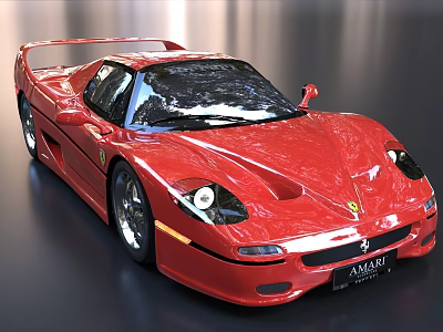 Red Ferrari Sports Car With Shiny Exterior Classic Design Distinctive Front Logo And Aerodynamic Shape 3d model