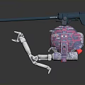 Mechanical Sci Fi Character With Transparent Casing Orange Eye Robotic Arms And Long Rod Weapon 3d model