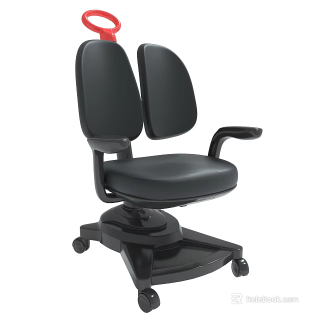 Comfortable Black Ergonomic Swivel Office Chair With Armrests And Rolling Casters 3d model 