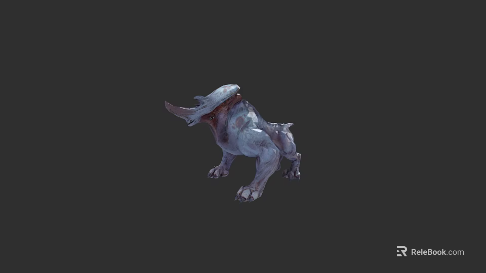 Fantasy Sci Fi Creature With Unique Horn Blue Skin And Rhino Like Body 3d model 