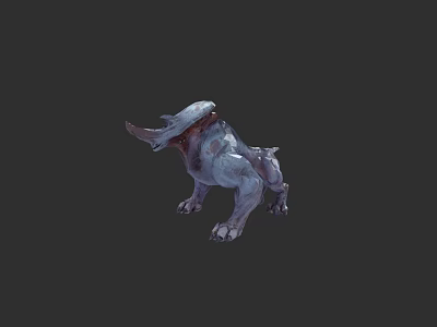 Fantasy Sci Fi Creature With Unique Horn Blue Skin And Rhino Like Body 3d model