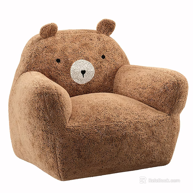 Plush Kids Chair In The Shape Of A Teddy Bear 3d model 