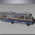 Blue White Red Motorhome Exterior With Windows And Roof Equipment Design