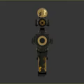 Gold And Green Sniper Rifle With Scope Intricate Ornate Design Patterns 3d model