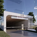 Modern Country Garden Entrance Design With Trees Lawn And Paved Pathway