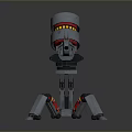 Sci Fi Game Movie Mechanical Character With Tripod Legs And Red Yellow Rings