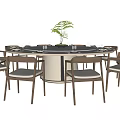 New Chinese Style Song Style Dining Table and Chair Combination New Chinese Style Dining Table and Chair Box Dining Table and Chair Large Round Table Solid Wood Dining Chair Tableware Dining Table Decoration Ten People Dining Table and Chair 3d model