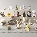 Adorable Plush Toys Display On Shelves With Rabbit Deer Unicorn And Bear Designs