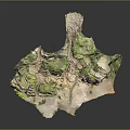 Natural Garden Landscape With Layered Rock Formations Green Vegetation And Textured Ground