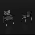 Two Modern Office Chairs With White Striped Backrest Black Armrests And Wheels 3d model