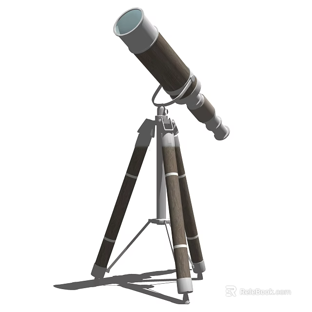 Commercial Telescope With Wooden Tripod And Metal Components For Professional Use 3d model 
