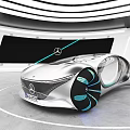 Mercedes Futuristic Concept Car With Sleek Silver Body And Blue Accents