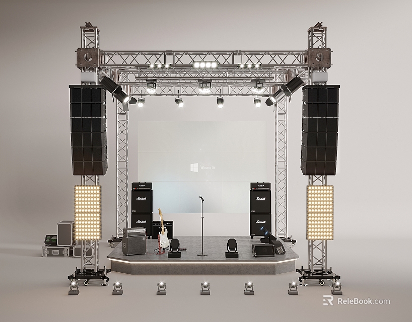 Projection Monitoring System Setup On Stage For Live Event Performance Equipment 3d model 