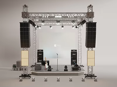 Projection Monitoring System Setup On Stage For Live Event Performance Equipment 3d model