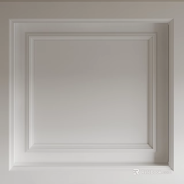 White Ceiling Design With Square Border And Minimalist Modern Interior Style 3d model 