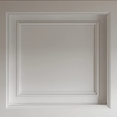 White Ceiling Design With Square Border And Minimalist Modern Interior Style 3d model