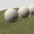 Three Titleist 1 Golf Balls As Sports Equipment Placed On Grass With Tee