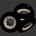 Black Stacked Tires With Metal Rims Classic Design And Smooth Texture