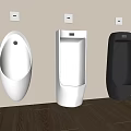Modern Wall Mounted Urinals in White and Black Bathroom Interior Design