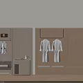 Modern Wooden Wardrobe Design With Hanging Robes Storage Compartments And Lighting