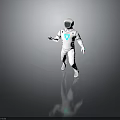 White Astronaut Spacesuit With Modern Design And Blue V Shaped Logo