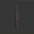 Gray And Red Warship Model With Turret Radar And Military Equipment Design