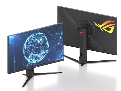 Curved Gaming Monitor With ROG Style Design And Digital Globe Network 3d model