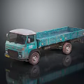 Teal Truck With White Roof And Open Cargo Bed On Reflective Surface