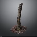 Artistic Plant Stump with Colorful Textures and Pink Purple Base Particles