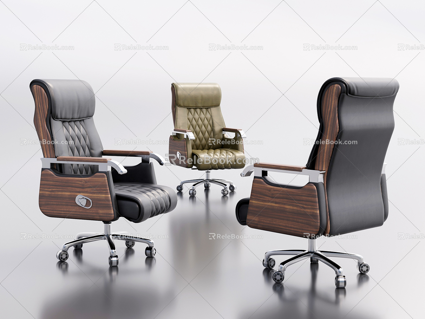 Modern Office Chair Solid Wood Leather Office Chair Boss Chair Swivel Chair Computer Chair High-end Office Chair Computer Combination model