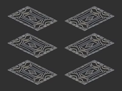 Detailed Decorative Floor Tiles With Intricate Patterns And Gray Square Design 3d model