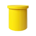 Yellow Cylindrical Side Table With Smooth Surface And Modern Minimalist Design