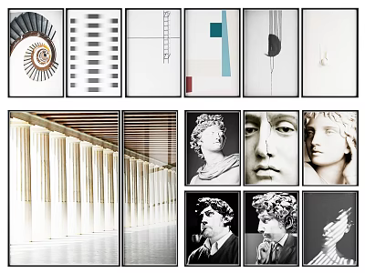 Artistic Human Figure Paintings Featuring Classical Black And White Portraits With Detailed Facial Features 3d model