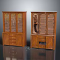 Two Wooden Storage Cabinets With Glass Doors Drawers And Damaged Structure