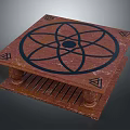 Ornate Square Decorative Platform With Reddish Brown Surface Atomic Symbol Petal Pattern And Triangular Corners 3d model