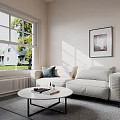 Modern double sofa coffee table floor lamp combination 3d model