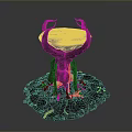 Volcanic Themed Decorative Structure With Horned Top Rocky Base And Flowing Glowing Lava