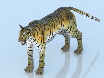 Detailed 3D Reptile Model With Striped Body And Open Mouth 3d model