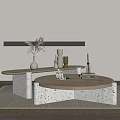 Modern Coffee Table With Terrazzo Surface Dried Flowers Vase Books And Candle In Living Room