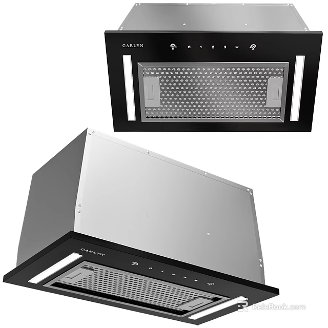 Modern Kitchen Appliance Range Hood With Black Silver Design And Removable Filter Panel 3d model 