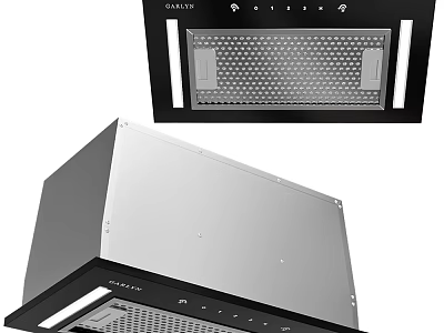 Modern Kitchen Appliance Range Hood With Black Silver Design And Removable Filter Panel 3d model