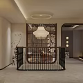 Modern Dining and Living Room Interior With Pendant Light Sofa And Decorative Wall