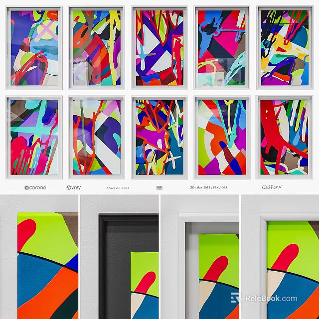 Colorful Abstract Art Frames With Various Design Patterns For Home Decor 3d model 
