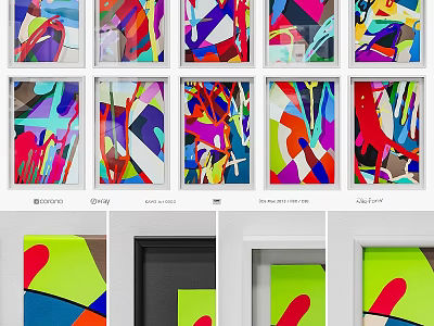 Colorful Abstract Art Frames With Various Design Patterns For Home Decor 3d model